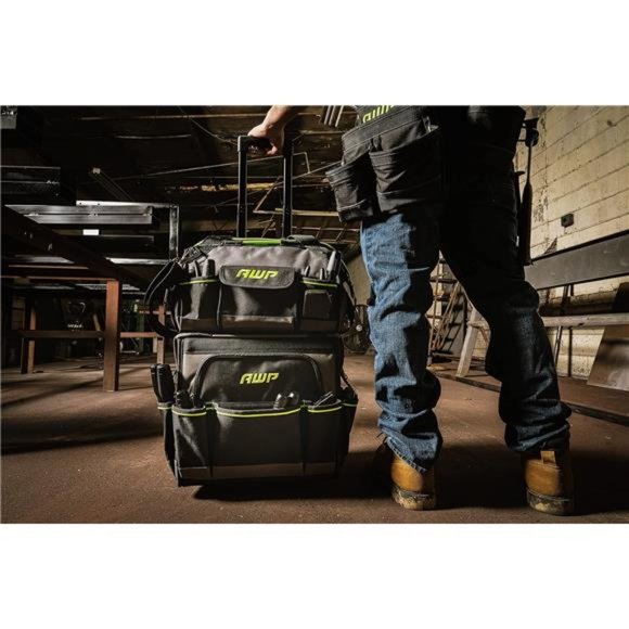 AWP Rolling 14 Inch Tool Bag with Telescoping Rubber Handle, Water-Resistant - Picture 5 of 6